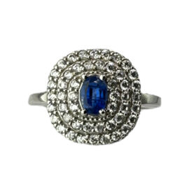 Silver ring with kyanite and synthetic stones