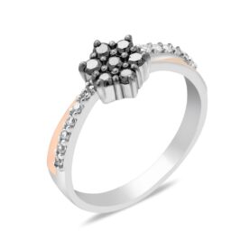 Silver ring with synthetic stones