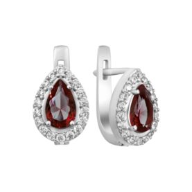 Silver earrings with garnets and synthetic stones