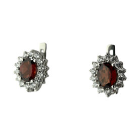 Silver earrings with garnets and synthetic stones