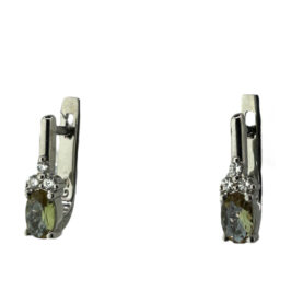 Silver earrings with nano sultanite and synthetic stones