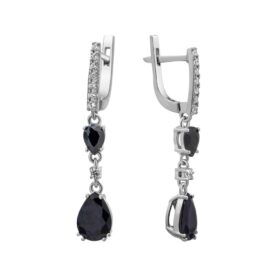 Silver earrings with synthetic stones