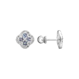 Silver earrings with tanzanite and synthetic stones