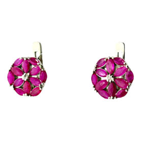 Silver earrings with rubies and synthetic stones