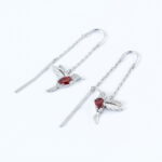 Silver earrings with garnets and synthetic stones