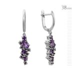 Silver earrings with London topaz and synthetic stones