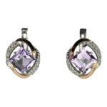 Silver earrings with amethysts and synthetic stones