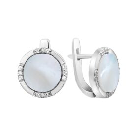 Silver earrings with pearls and synthetic stones