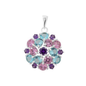 Silver pendant with synthetic stones