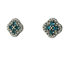 Silver earrings with nano tourmalines and synthetic stones