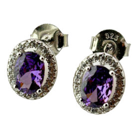 Silver earrings-studs with synthetic stones