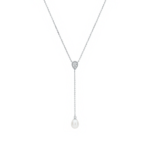 Silver necklace with pearls and zircons