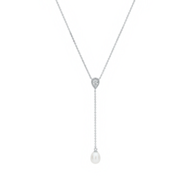 Silver necklace with pearls and zircons